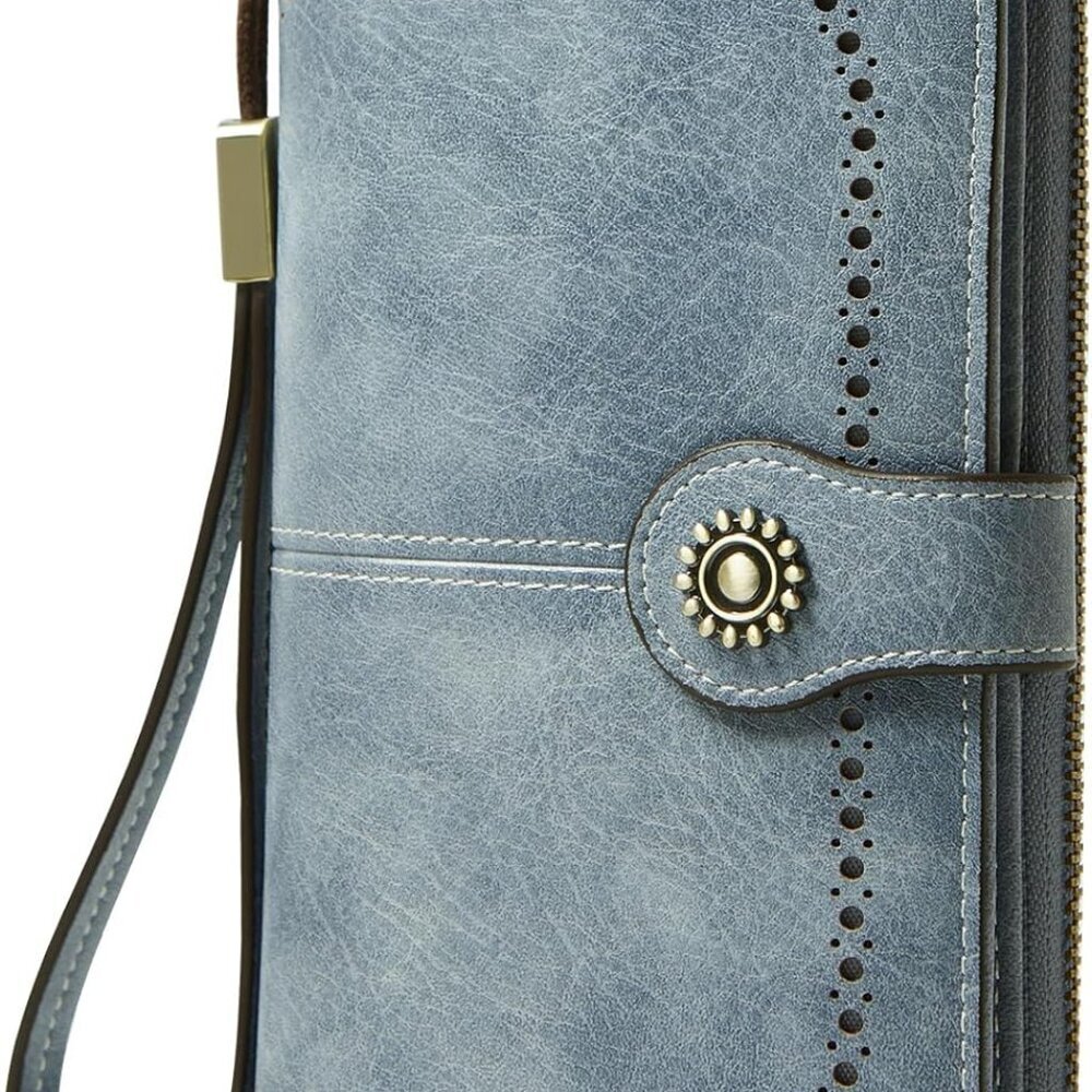 Women Wallet Rfid Blocking Leather Large Capacity Card Holder Phone Clutch